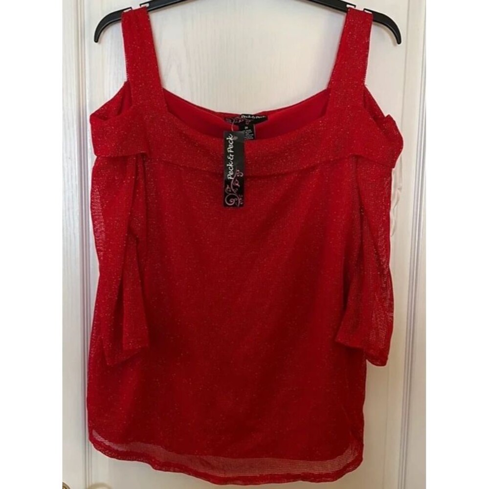 Peck & Peck cold shoulder sparkle blouse